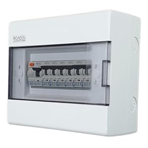 roadeu boîte à disjoncteurs tableau Électrique Équipé d’un interrupteur différentiel type a/ac et de disjoncteurs 2p phase + neutre, 4x 16a 2x 10a "c". répartiteur de courant 230v