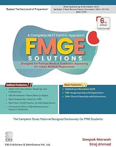 A COMPLETE NEXT CENTRIC APPROACH FMGE SOLUTIONS DESIGNED FOR FOREIGN MEDICAL GRADUATES APPEARING FOR INDIAN MEDICAL REGISTRATION 6ED (PB 2021) [Paperback] MARWAH D.