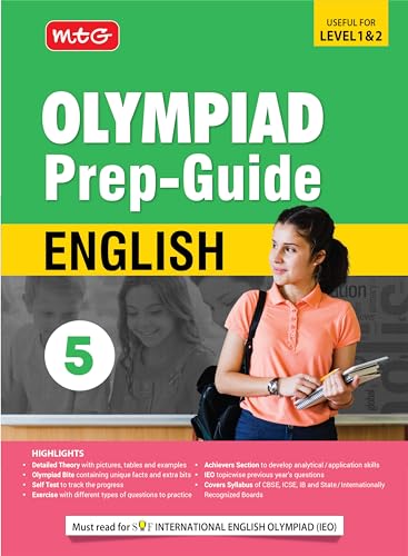 MTG Olympiad Prep-Guide Class 5 English (IEO) - Detailed Theory, Self Test with IEO Topicwise Previous Year Question Paper For SOF 2024-25 Exam
