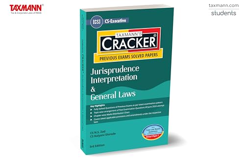 Taxmann's CRACKER for Jurisprudence Interpretation & General Laws (Paper 1 | JIGL) – Covering past exam questions (topic-wise) & detailed answers | CS Executive | New Syllabus | Dec. 2024 Exams
