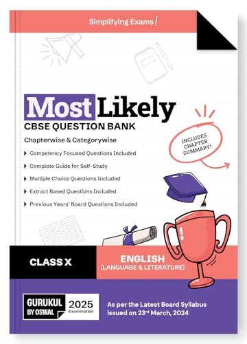 Gurukul By Oswal English (Language & Literature) Most Likely CBSE Question Bank for Class 10 Exam 2025 - Chapterwise & Categorywise, Chpater Summary, Competency, MCQs, Extract Previous Years' Board Qs
