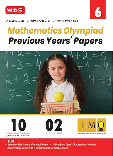 MTG IMO Class-6 Olympiad 10 Previous Years Papers (2023-2019 Set A & B) Mathematics with Mock Test Papers - Sample OMR Sheet with Chapterwise Analysis | SOF Olympiad Books For 2024-25 Exam