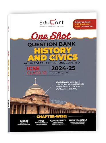 Educart ICSE Class 10 History & Civics One Shot Question Bank 2025 for 2024-25 Exam