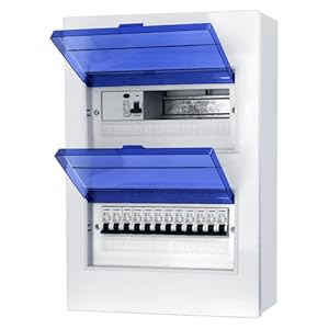 chengpi coffret electrique, tableau electrique 2 rangée 24 modules, boitier etanche electrique exterieur avec disjoncteur différentiel 4p type a 40a 30ma fi rccb et 12 fusibles ac b16