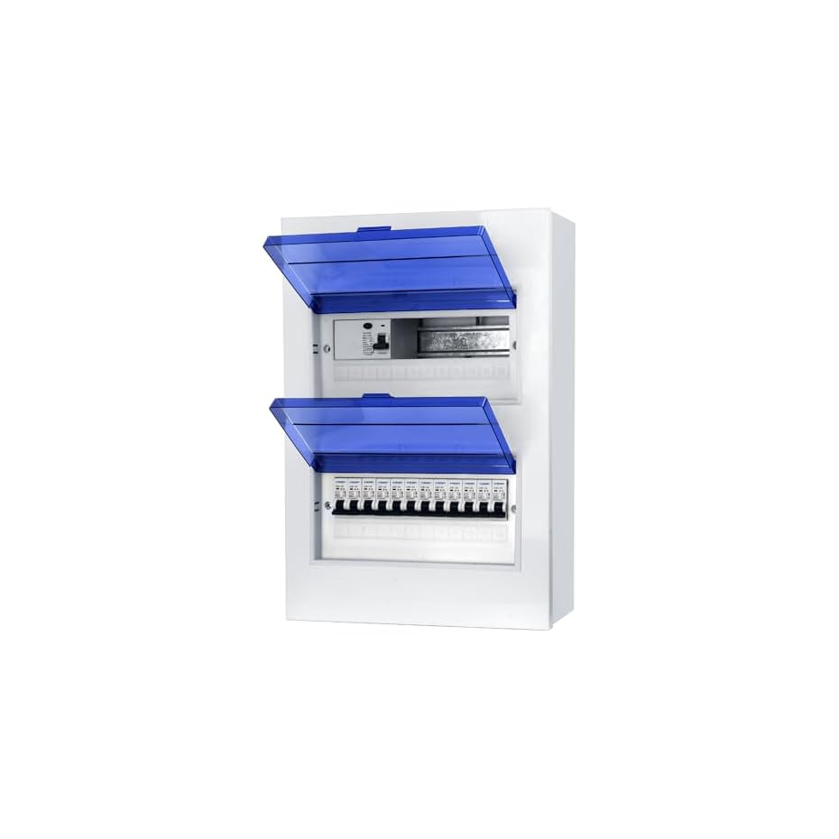 chengpi coffret electrique, tableau electrique 2 rangée 24 modules, boitier etanche electrique exterieur avec disjoncteur différentiel 4p type a 40a 30ma fi rccb et 12 fusibles ac b16