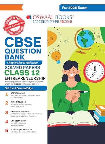 Oswaal CBSE Question Bank Class 12 Entrepreneurship, Chapterwise and Topicwise Solved Papers For Board Exams 2025