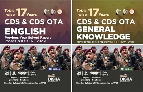 Combo (set of 2 Books) 17 Topic-wise CDS OTA English & General Knowledge Previous Year Solved Papers (2007 - 2023) Phase I & II - 7th Edition | Combined Defence Services PYQs