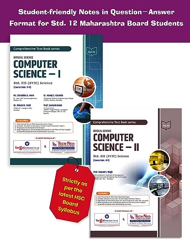 Std 12 Computer Science Part I & II | Includes 2023 Board Questions Paper & Previous 10 Years Board Questions with Solutions | HSC Maharashtra Board | Pack of 2