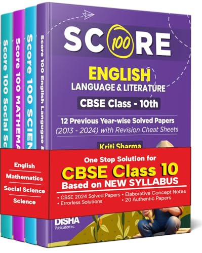 Combo (set of 4 Books) Score 100 Science, Mathematics (Standard), English Language & Literature & Social Science CBSE Class 10th 12 Previous Year-wise Solved Papers (2013-2024) 4th Edition | 2025 Exam