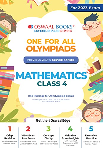 Oswaal One For All Olympiad Previous Years’ Solved Papers, Class-4 Mathematics Book (Useful book for all Olympiads) (For 2023 Exam)