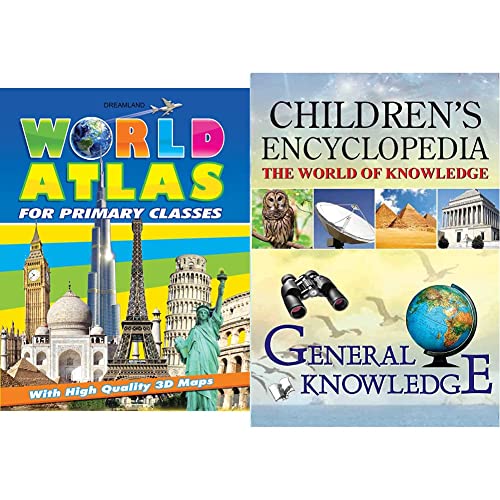 World Atlas for Primary Classes + Children's Encyclopedia - General Knowledge: The World of Knowledge (Set of 2 Books)
