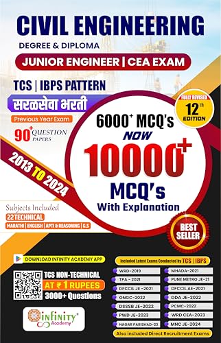 Civil Engineering-Degree & Diploma JUNIOR ENGINEER / CEA EXAM 10000+ MCQ'S With Explanation [Paperback] Team Infinity [Paperback] Team Infinity