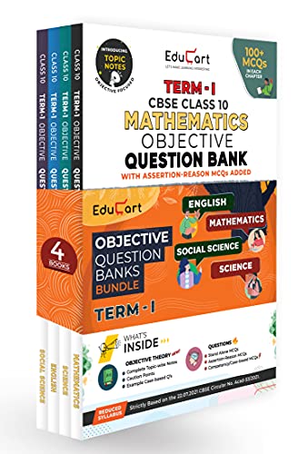 Educart TERM 1 MCQ Question Bank Class 10 Bundle 2022 - Maths, Science, English & SST Books (Based on New MCQs Type Introduced in 2nd Sep 2021 CBSE Sample Paper)