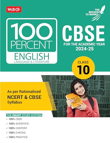 MTG 100 Percent English Language & Literature For Class 10 CBSE Board Exam 2024-25 | Chapter-Wise Self-evaluation Test, Theory, Diagrams Available All in One Book | As Per Rationalised NCERT & CBSE Syllabus
