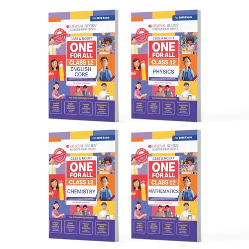 Oswaal CBSE & NCERT One For All Class 12 | English | Physics |Chemistry | Mathematics (Set Of 4 Books) For CBSE Board Exam 2025