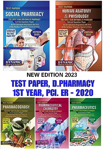D.PHARMA 1ST YEAR SOVED QUESTION PAPER & MODEL TEST PAPER ( AS-PER ER-20 NEW SYLLABUS 2023 PACK OF 5 BOOKS) SOCIAL PHARMACY,HUMAN ANATOMY,PHARMACOGNOSY,PHJARMACEUTICS,PHARMACEUTICAL CHEMISTRY