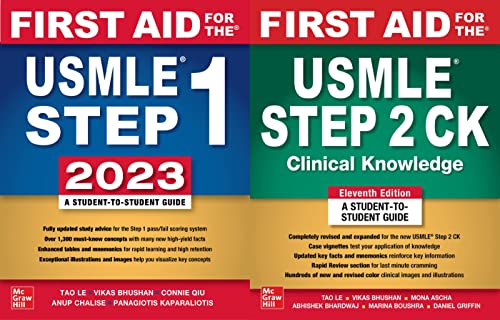First Aid for the USMLE Step 1 2023, Thirty Third Edition + First Aid for the USMLE Step 2 CK, Eleventh Edition ( Set of 2 Books ) Latest Edition