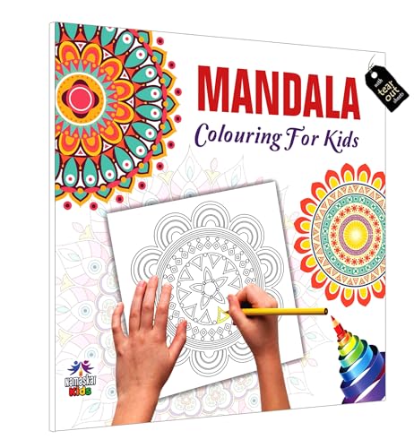 Mandala Art Book for Kids Tear Out Sheets (Enhance Art Coloring, Drawing Skills, Mandala Practice) High Quality Big 160 GSM for Frame After Colouring - Perfect Gift for Teens