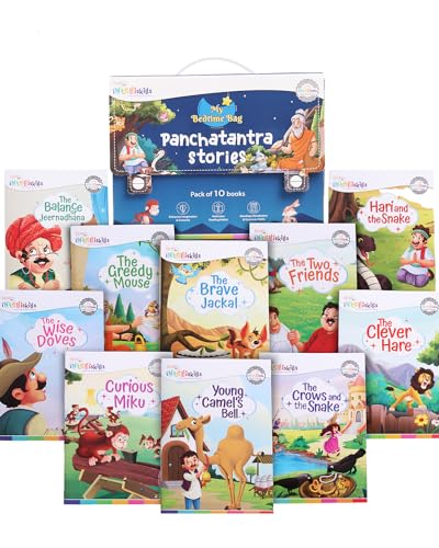 Firstcry Intelliskills Premium Set of 10 Panchatantra Bedtime Story Books For Kids | Bedtime Stories With Colourful Pictures for Children | Read Aloud to Infants & toddlers | 80 Pages | English