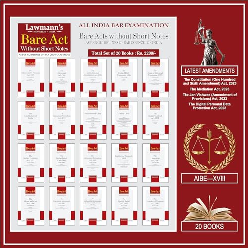 AIBE (All India Bar Examination) 20 Bare Acts Without Notes and Comments-Latest Edition 2023 by Lawmanns
