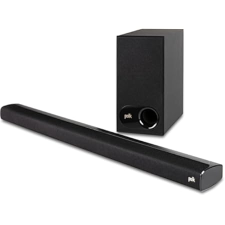 Polk Audio Signa S2 Sound Bar & Wireless Subwoofer – Exclusive VoiceAdjust Technology, Ultra-Slim Design, Works with 4K & HD TVs, HDMI & Optical, Bluetooth, Wireless Streaming