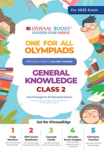 Oswaal One For All Olympiad Previous Years’ Solved Papers, Class-2 General Knowledge Book (For 2023 Exam)