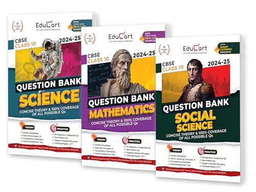 Educart CBSE Class 10 Question Bank Science, Mathematics & Social Science 2024-25 Bundle (Set of 3 Books) For 2025 Board Exams (As per latest CBSE Syllabus 23 Mar 2024)