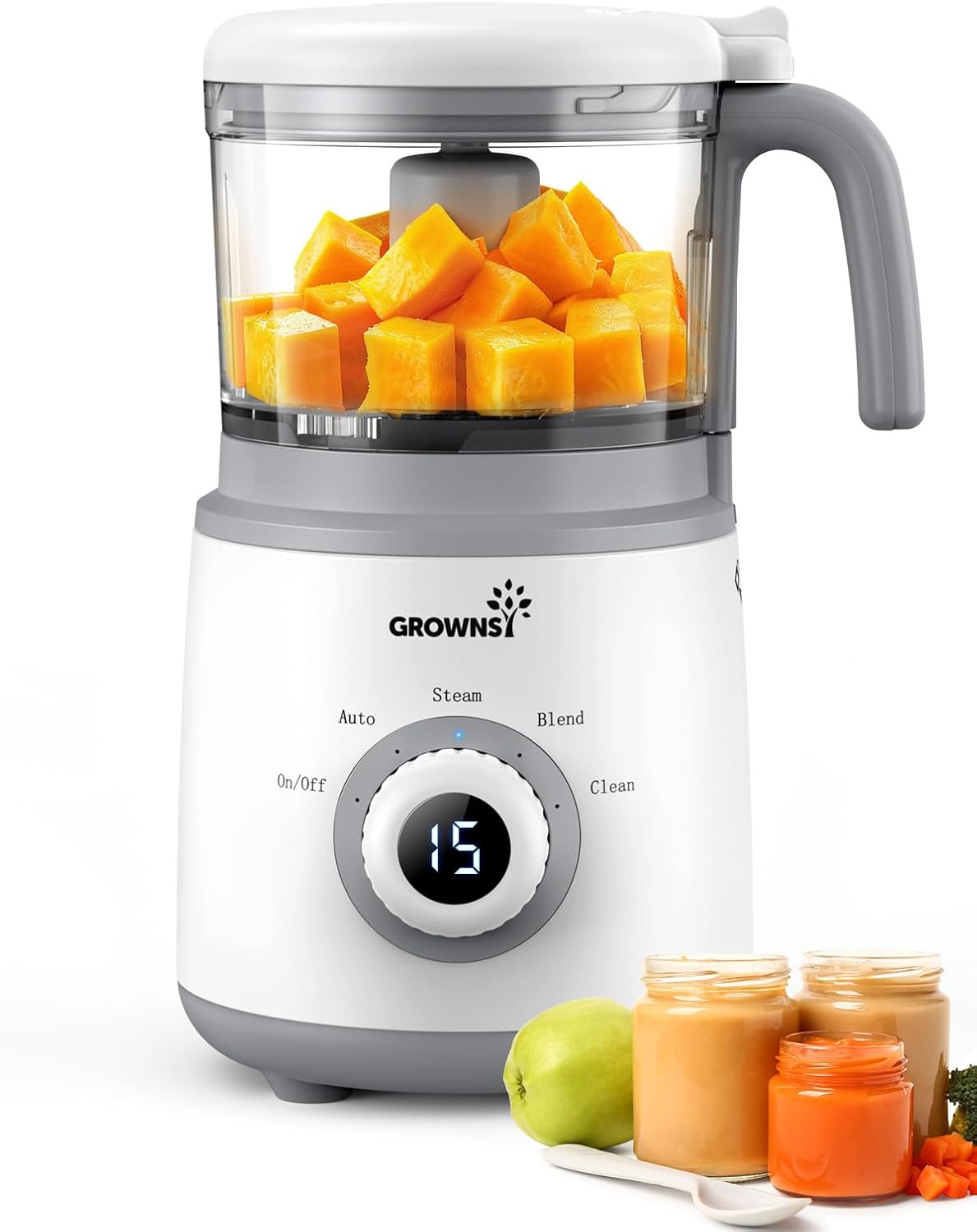 
GROWNSY Baby Food Maker One-Button Baby Food Processor Steamer Grinder Blender In One