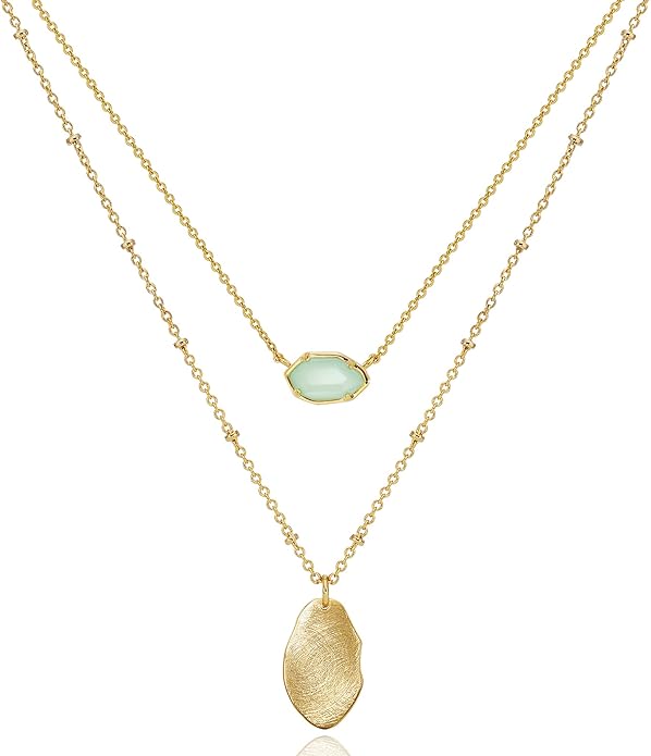 Crystal & Gold Metal Layered Pendant Necklace