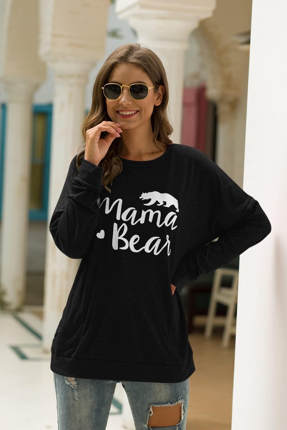 Womens Mama Bear Shirt With Pockets