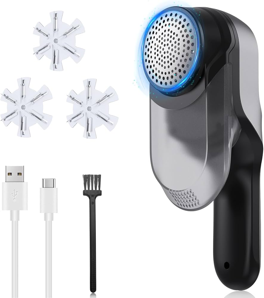 Fabric Shaver and Lint Remover with 2 Extra Blades, Led Digital Display Fabric Shaver for Furniture, 2 Speeds Powerful Ball Remover for Clothes Sweater Sofa Carpet