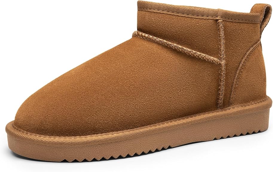 DREAM PAIRS Ankle Winter Boots for Women Genuine Suede Faux Fur 