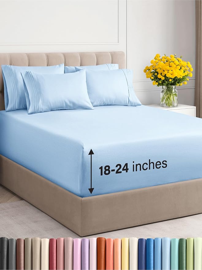 Extra Deep King Sheet Set - Sky Blue