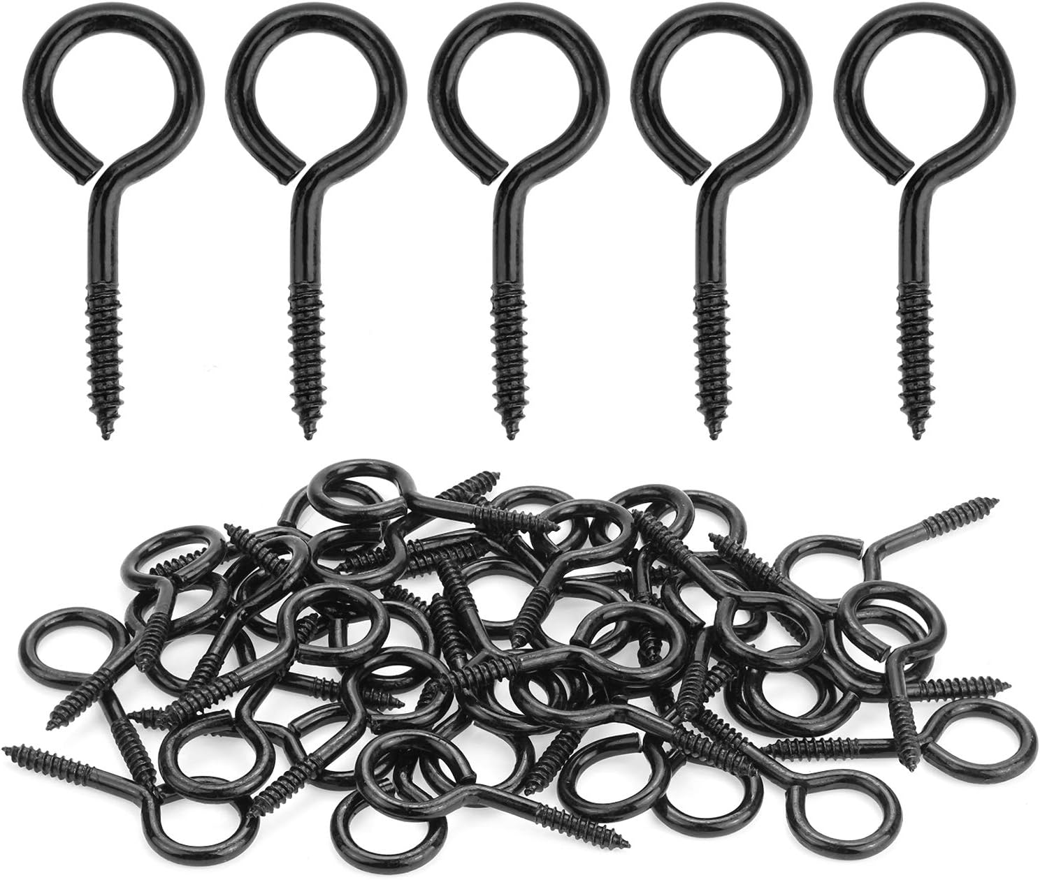 40 Pieces inch Screw Eyes, Black Zinc Plated Steel Screw Eyes