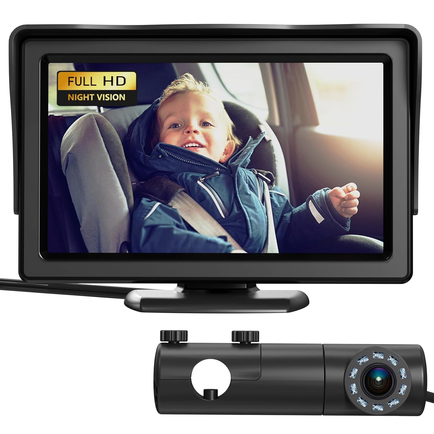 GROWNSY Baby Car Camera, HD Display Baby Car Mirror with Night Vision Feature