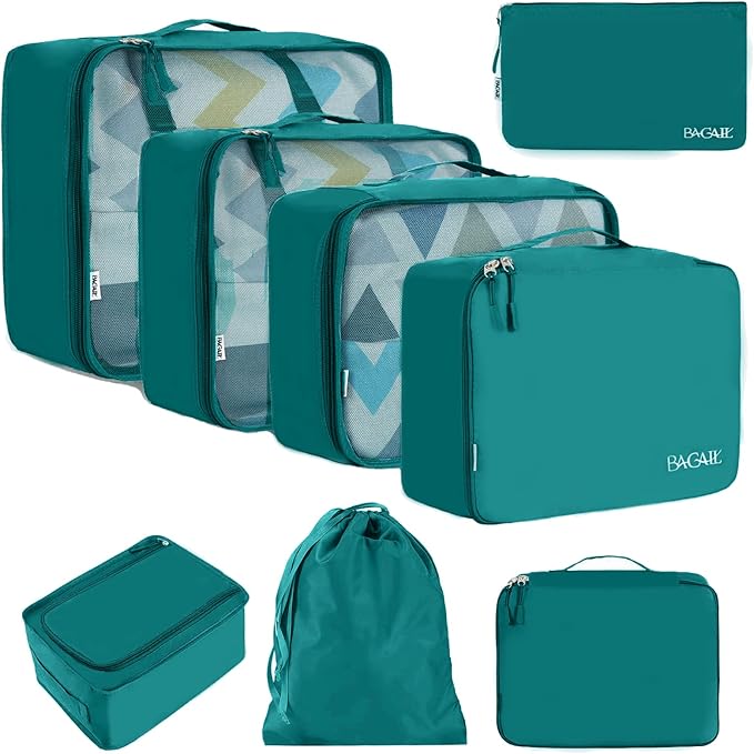 8 Set Packing Cubes Luggage Packing Organizers (Aqua Color)