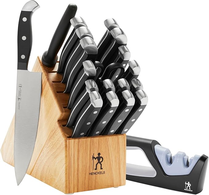 Henckels Statement 15-pc Kitchen Knife Set with Block, Chef Knife, Steak Knife set, Kitchen Knife Sharpener, Black, Stainless Steel