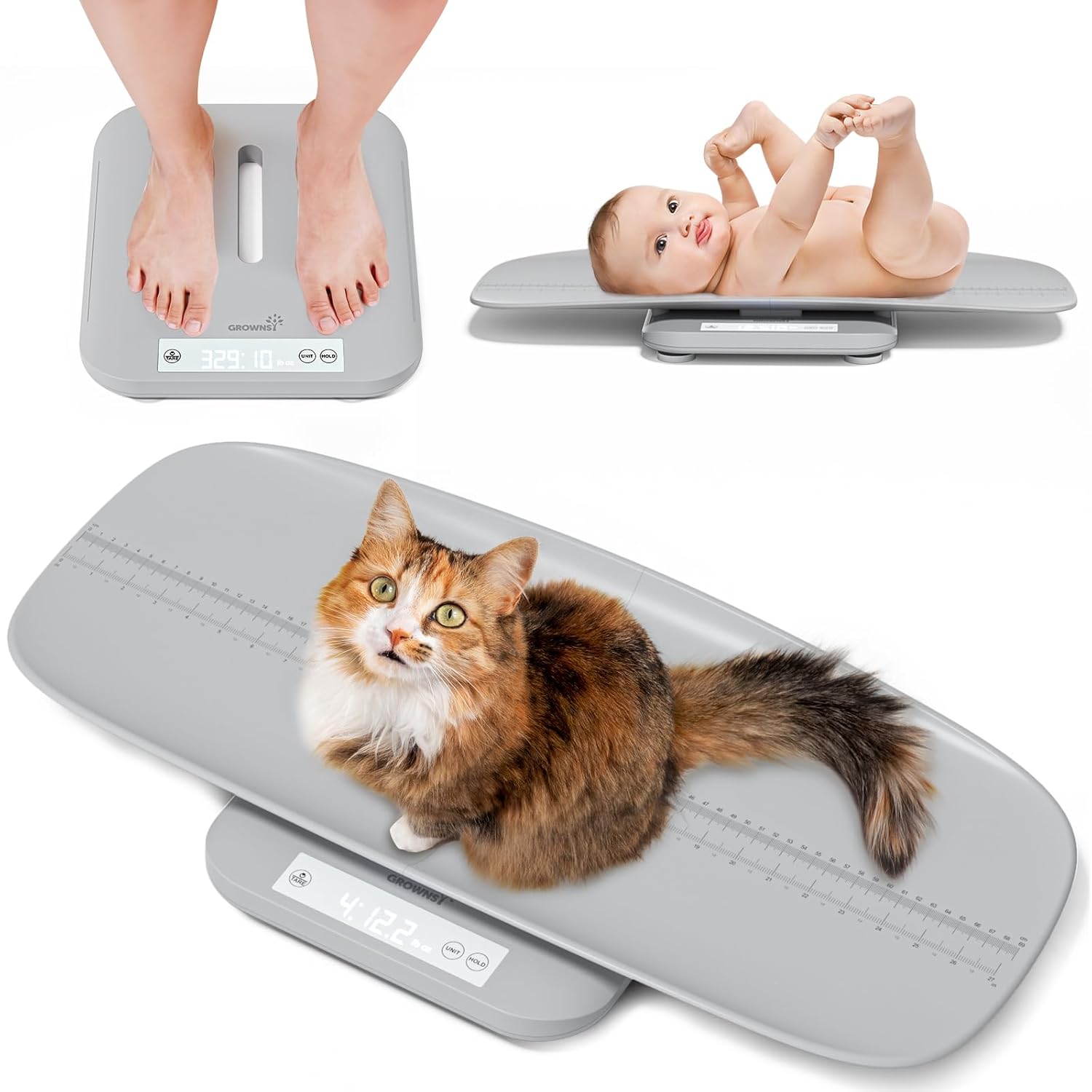 GROWNSY Baby Scale, Multifunctional Puppy Scales for Weighing, Pet Scale for Puppy, Cat, Adult Scale Up to 330lbs