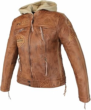 Motorrad Lederjacke mit Kapuze Custom Stil