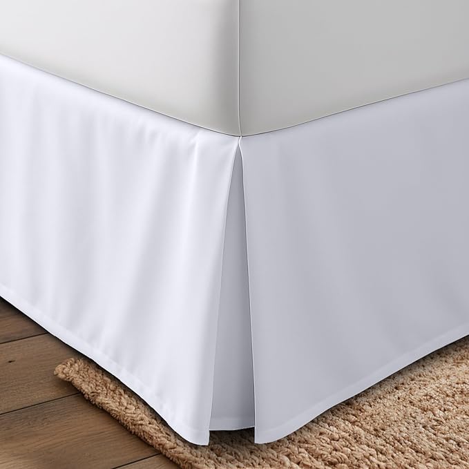 Utopia Bedding Queen Bed Skirt - Soft Quadruple Pleated Ruffle - Easy Fit with 16 Inch Tailored Drop - Hotel Quality, Shrinkage and Fade Resistant (Queen, White)