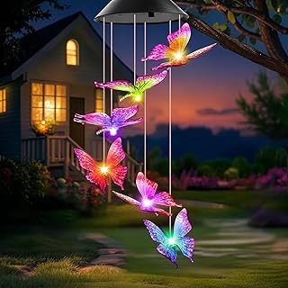 Butterfly Solar Wind Chime Gift for Mom