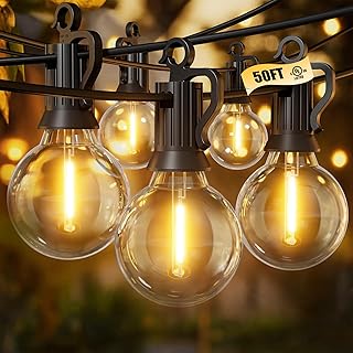 Brightown outdoor string lights on a backyard patio