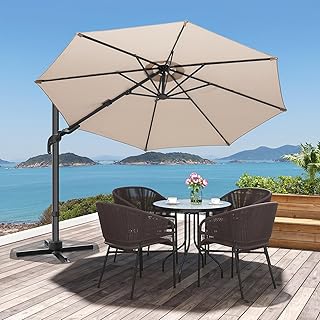 10ft Cantilever Patio Umbrella with 360° Rotation