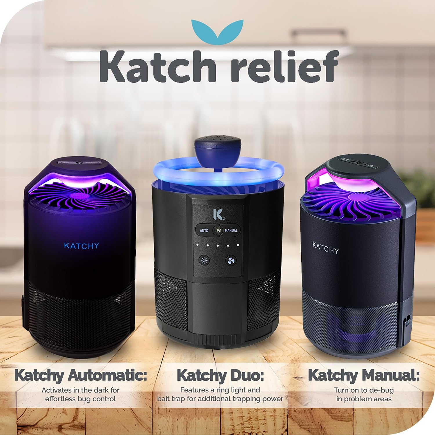 Katchy Indoor Insect Trap - Catcher & Killer for Mosquitos, Gnats, Moths, Fruit Flies - Non-Zapper Traps for Inside Your Home - Catch Insects Indoors with Suction, Bug Light & Sticky Glue