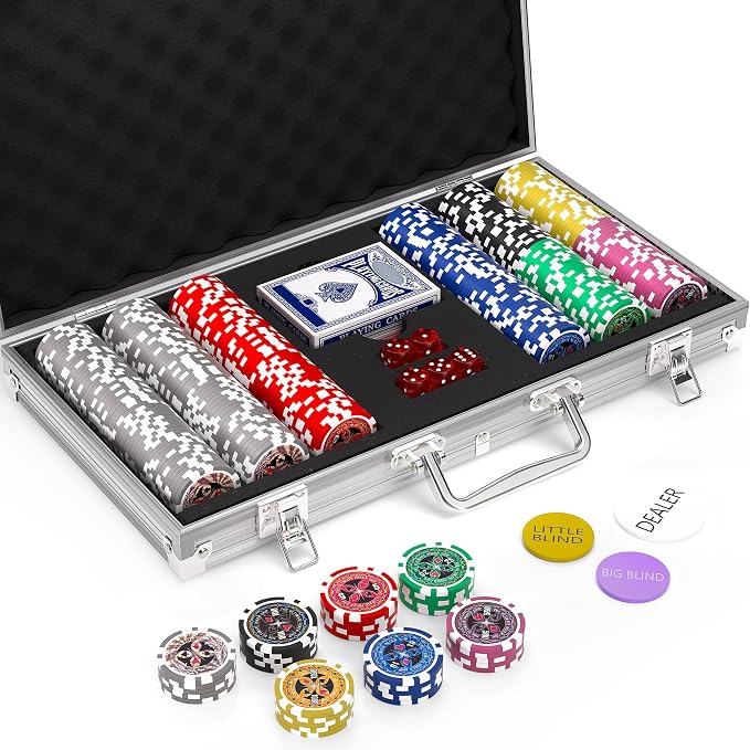 Poker Set,Poker Chip Set with Numbered Chips,Professional Grade Casino Style,11.5 Gram Casino Grade Chips for Texas Hold’em, Blackjack, and All Card Games
