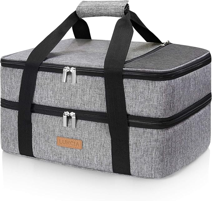 Double Decker Insulated Casserole Carrier, Grey