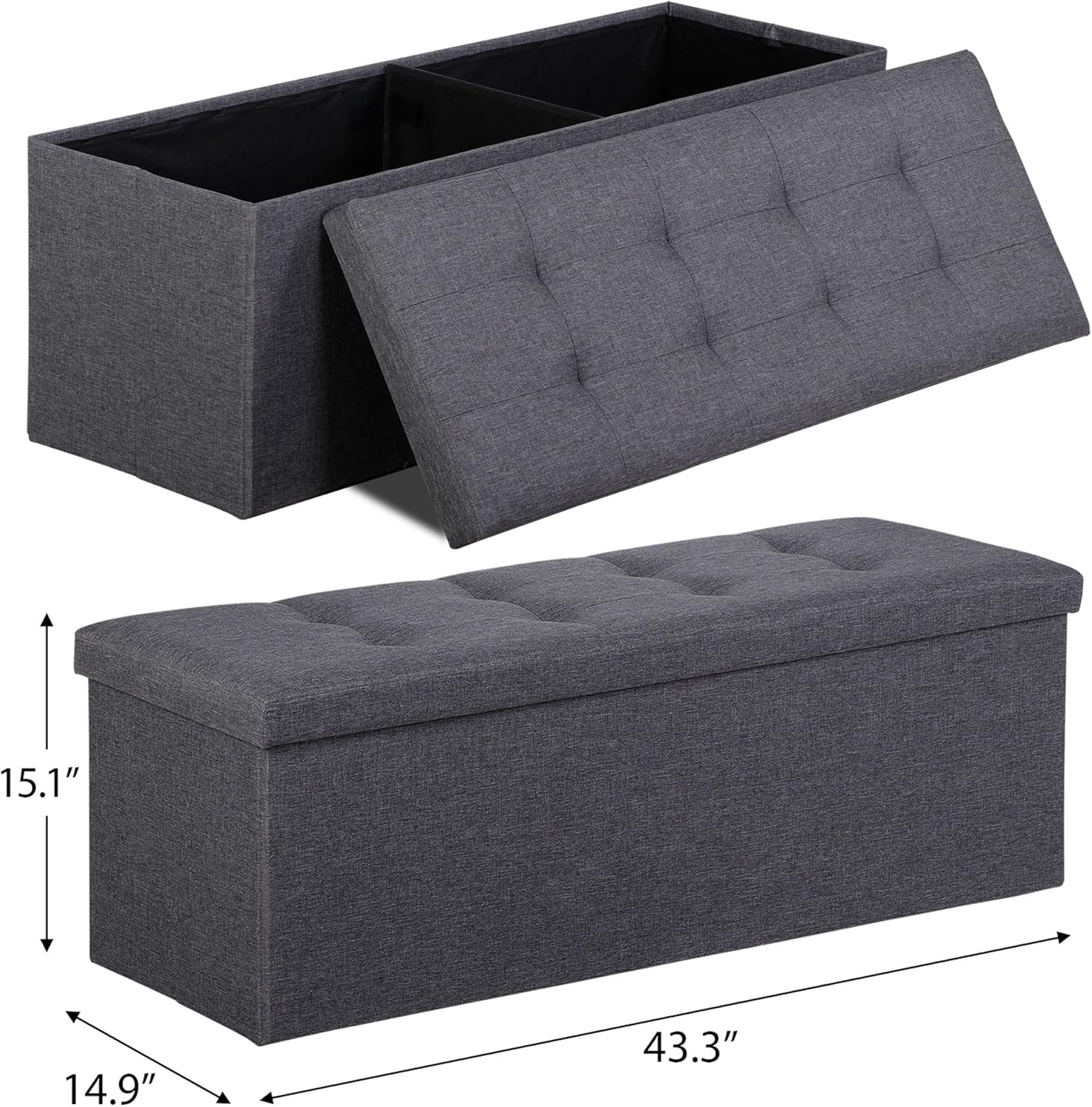 Folding Storage Ottoman Bench Foot Rest