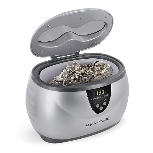 Magnasonic Ultrasonic Cleaner, 20oz Stainless Steel Tank, Digital Timer, 5 Cleaning Modes, Ultrasonic Jewelry Cleaner for All Jewelry, Eyeglasses, Watches, Dentures, Retainers & More