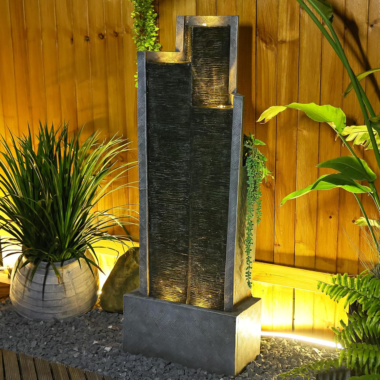 SERBILHOME 3-Tiered Water Fountain Outdoor Garden - 49.61