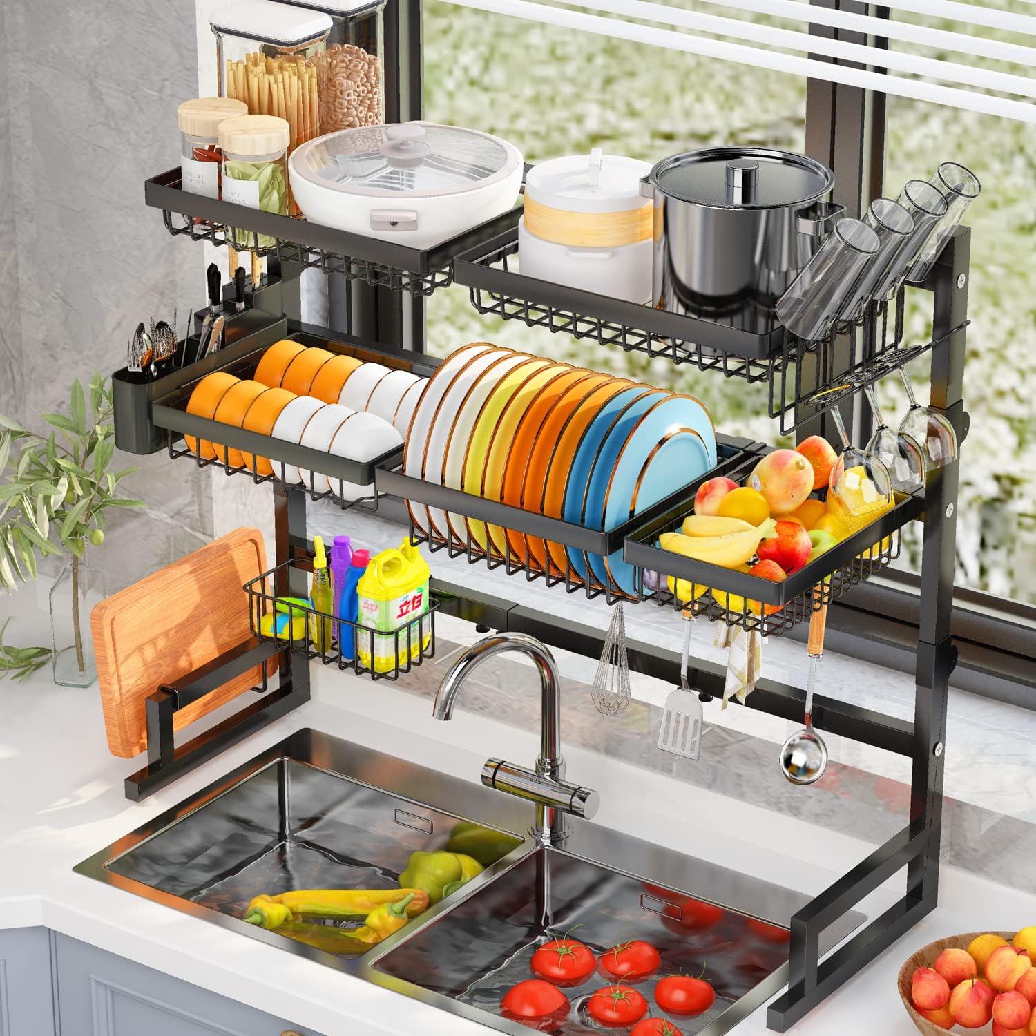 ilvvan Over Sink Dish Drying Rack (Expandable Height/Length)